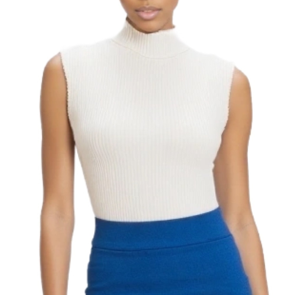 Wilfred Free Mockneck Sleeveless Ribbed White Tank Size XS
